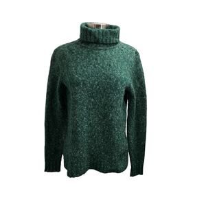 L.L. Bean Heathered Forest Green Wool Blend Turtleneck Sweater Size Medium